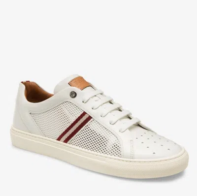 Pre-owned Bally Men's White Calf Leather Sneakers W/red Beige Web 7d Herk-u-07
