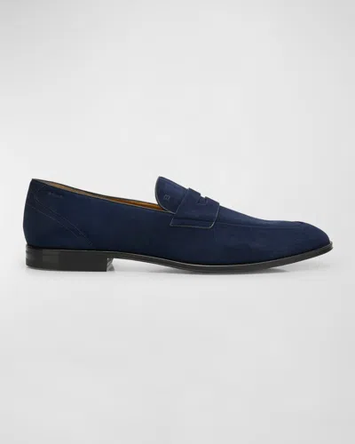 Bally Men's Windsor Suede Penny Loafers In Peacoat 24