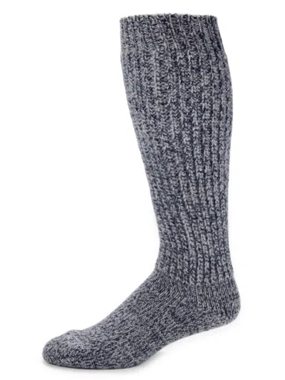 Bally Men's Wool Calf Socks In Navy Multi