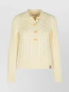 Bally Merino Wool Cable Knit Sweater Collared In Yellow