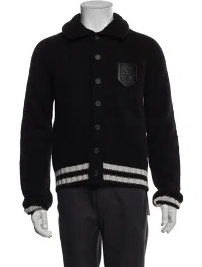 Pre-owned Bally Merino Wool Printed Cardigan In Black