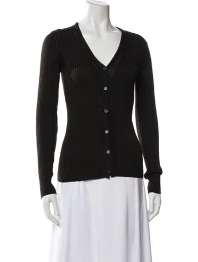 Pre-owned Bally Merino Wool V-neck Sweater In Black