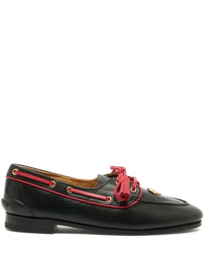 Bally Pavlin Embellished Leather Boat Shoes In Black