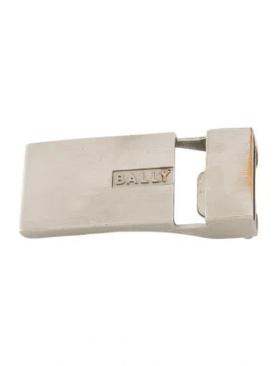 Pre-owned Bally Metal Engraved Belt Buckle In Silver