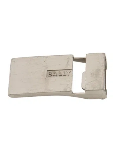Pre-owned Bally Metal Engraved Belt Buckle In Silver