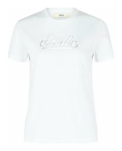 Bally Metallic Logo Print T-shirt In White