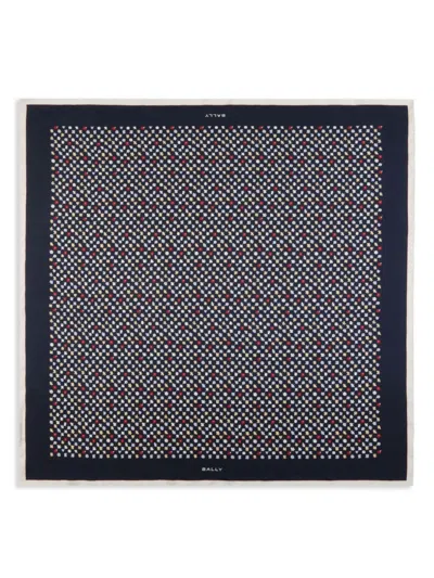 Bally Microflowers Silk Scarf In Blue