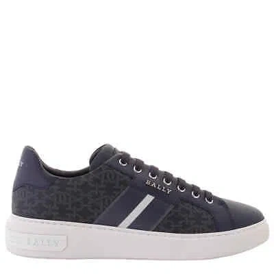 Pre-owned Bally Midnight Myron Monogram Low-top Sneakers, Brand Size 10.5 ( Us Size 11.5 ) In Blue