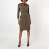 Bally Military Green Cowl-neck Belted Midi Dress In Green