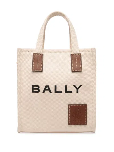 Bally Mini Akelai Canvas Tote Bag In Beige