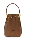 Bally Logo Printed Drawstring Bucket Bag In Buff