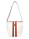 Bally Stripe Tote Bag Adjustable Strap Pocket In White