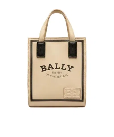 Bally Mini Logo-print Tote Bag In Nude