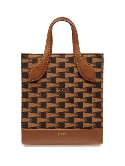 Bally Mini Pennant-print Tote Bag In Brown