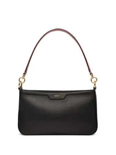 Bally Minimalist Black Cow Leather Tote Bag With Gold Accents