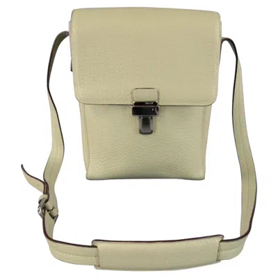 Pre-owned Bally Mint Green Beige Textured Leather Cross Silver Buckle Body Bags
