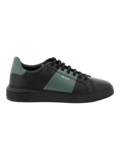 Bally Mitty 6302765 Men's Black/sage Calf Plain Leather Sneakers In Multi