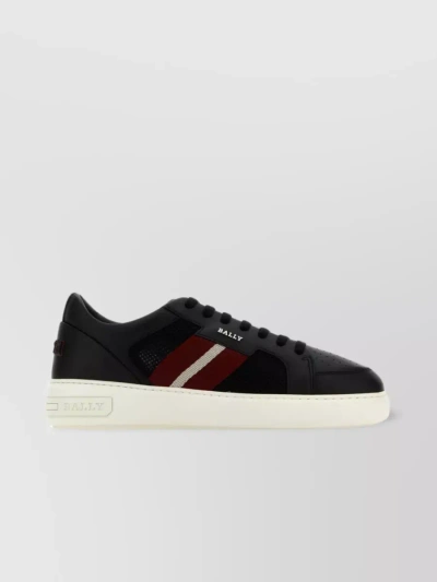 Bally Mixed Material Sneakers With Unique Ankle Patch In Black