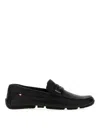 Bally Round Toe Textured Leather Loafers With Rubber Sole In Black