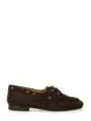 Bally Cedar Brown Leather Moccasins With Panelled Design And Lace-up Detail