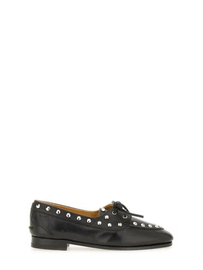 Bally Black Studded Loafers In Animal Print