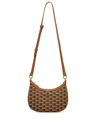 Bally Monogram-pattern Canvas Crossbody Bag In 褐色