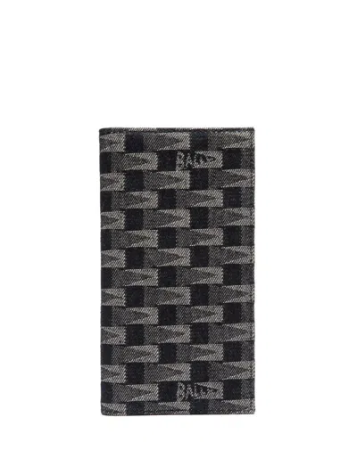 Bally Monogram-print Canvas Wallet In Grey