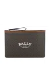 Bally Monogram-print Clutch Bag In Brown