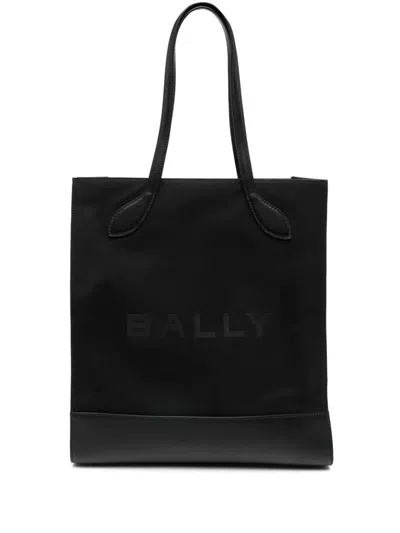 Bally Multicolour Cow Leather Tote Bag With Embossed Logo In Black