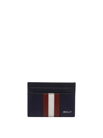 Bally Logo-printed Striped Cardholder In Purple