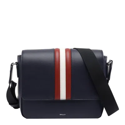 Bally Mythos Leather Messenger Bag In Blue