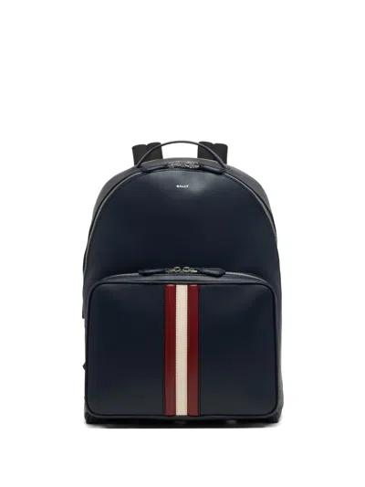 Bally Mythos Striped Leather Backpack In Black