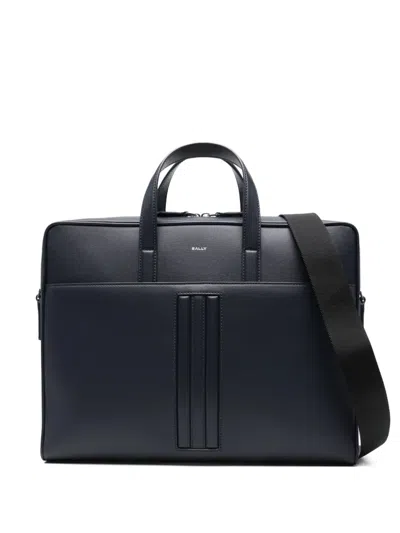 Bally Mythos Triple-stripe Briefcase In Blue