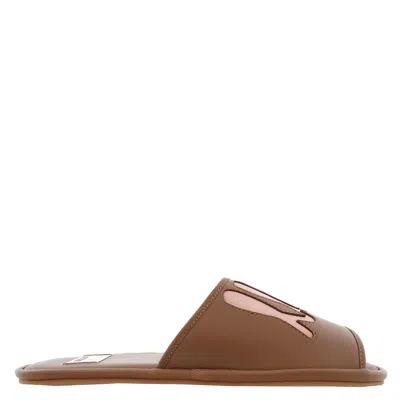 Bally Nappa Leather Logo Slide Sandals In Brown