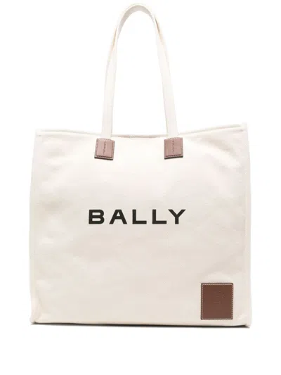 BALLY BALLY NATURAL BEIGE COTTON TOTE BAG