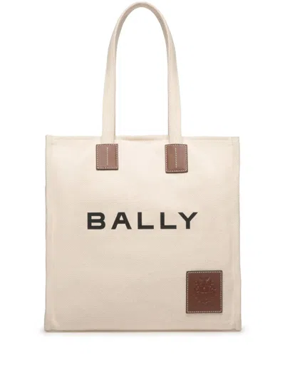 Bally Natural Leather Trim Canvas Bag