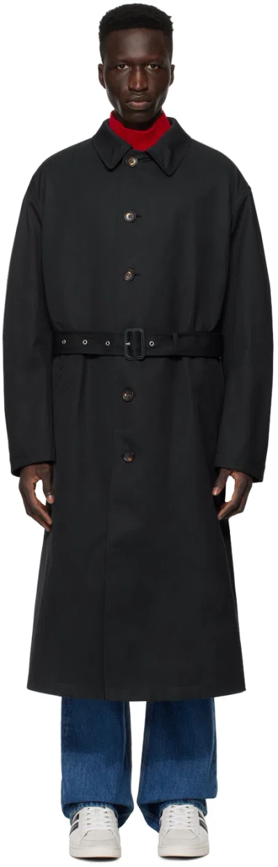 Bally Cotton Blend Trench Coat In Navy