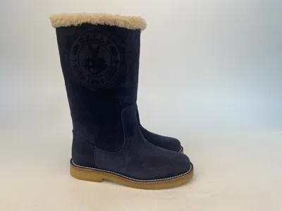 Bally Navy Blue Logo Boots In Black