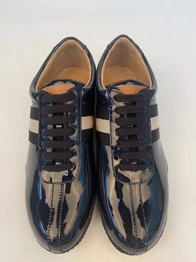 Bally Navy Blue Logo Casual Sneakers In Black