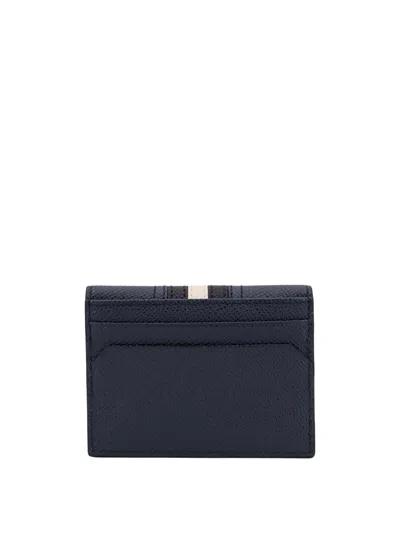 Bally Navy Blue, White And Black Leather Wallet In New Blue