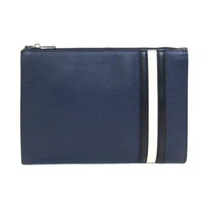 Pre-owned Bally Navy Leather Clutch Bag Pouch ()