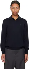 BALLY NAVY MERINO WOOL POLO