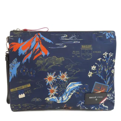 Pre-owned Bally Navy Nylon Clutch Bag ()