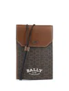 Bally Strap Wallet With Stitching And Monogram Pattern In Brown