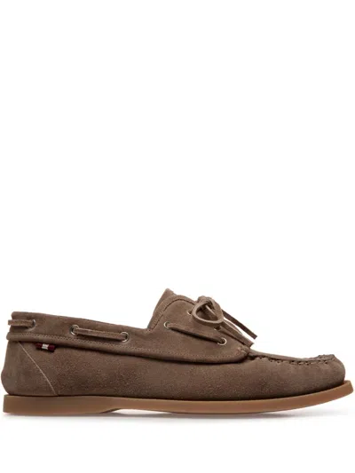 Bally Lace-up Suede Loafers In Brown
