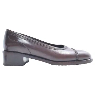 Pre-owned Bally New Custom Furlined Leather Vintagevasano Us7 1/2 Wide Brown Low Pumps