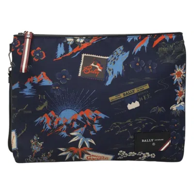 Pre-owned Bally Nylon Clutch Bag () In Blue