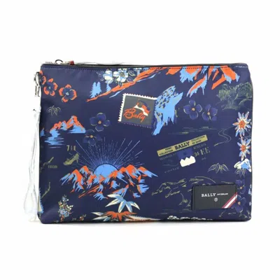 Pre-owned Bally Nylon Clutch Bag () In Blue