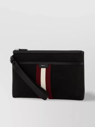 Bally Nylon Code Clutch With Wrist Strap In Black