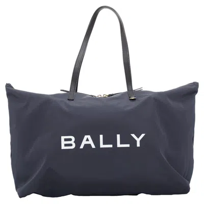 Bally Nylon Logo Travel Luggage Foldable Shoulder Tote Bag In Blue
